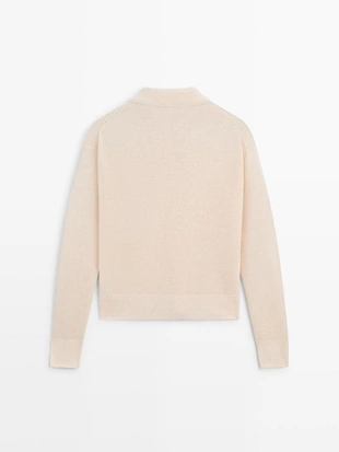 Свитер с воротником поло из тонкого льняного полотна- Заказать в России