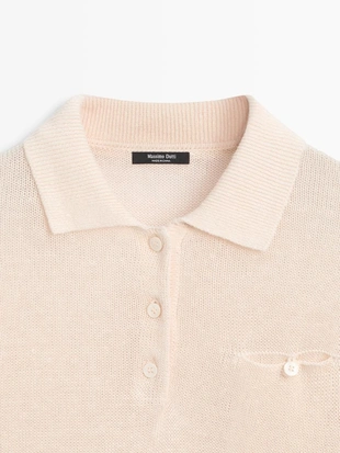 Свитер с воротником поло из тонкого льняного полотна- Заказать в России