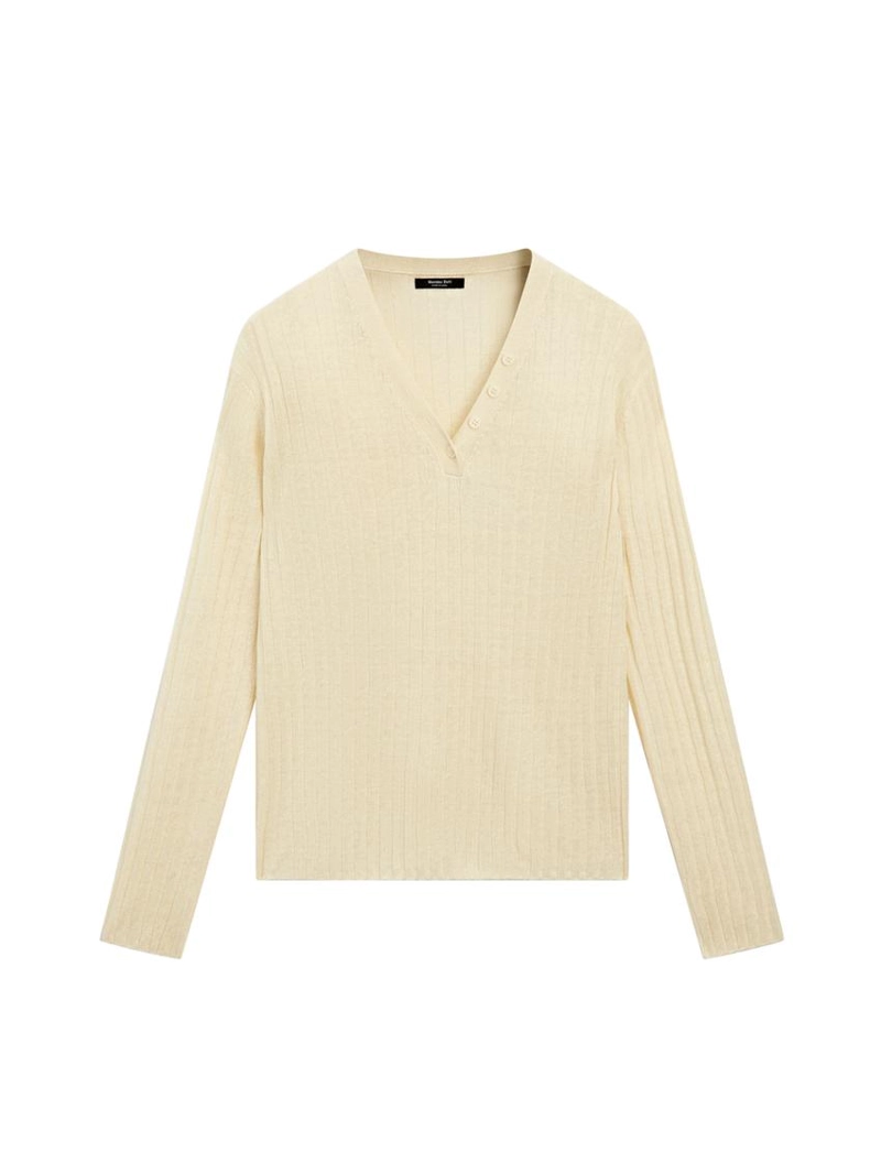 Льняной вязаный свитер с пуговицами