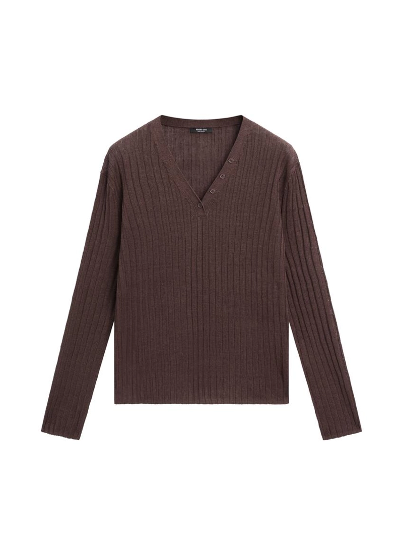 Свитер из льняного трикотажа с деталями на пуговицах