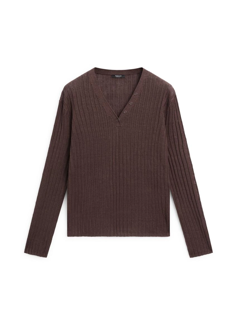 Свитер из льняного трикотажа с деталями на пуговицах