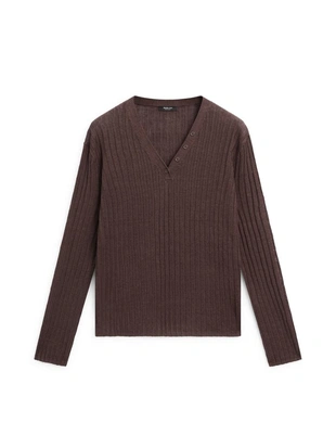 Свитер из льняного трикотажа с деталями на пуговицах- Заказать в России