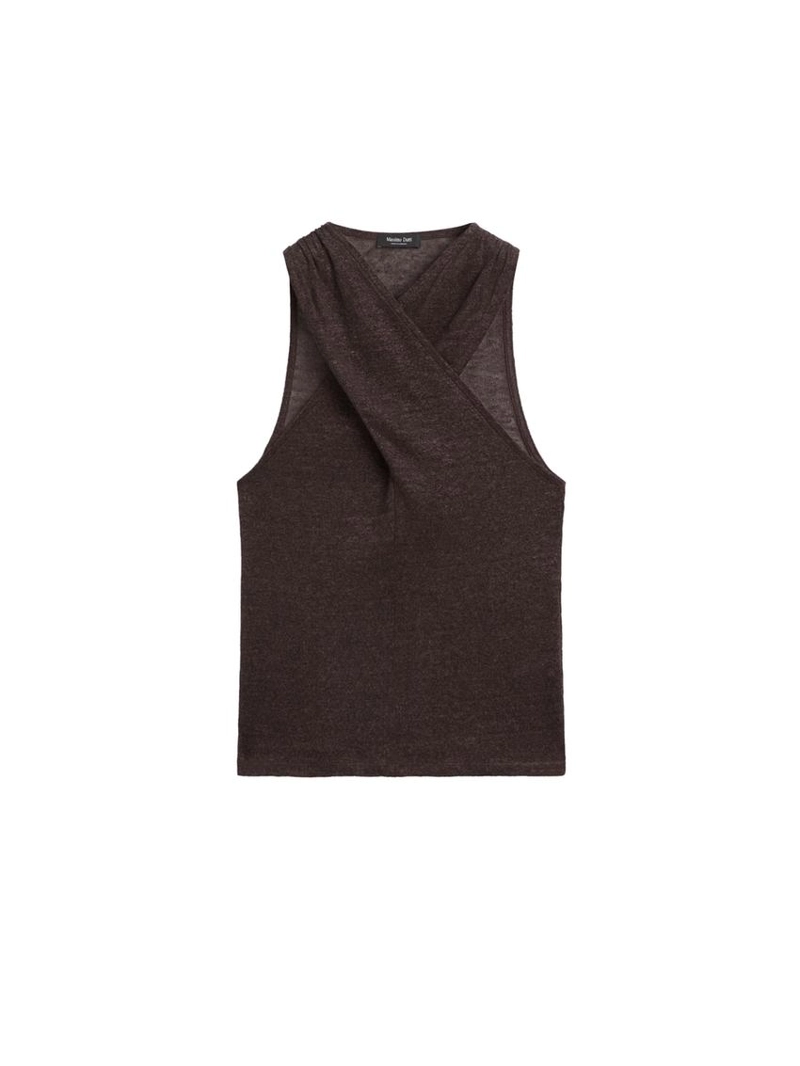 Топ из льняно-шерстяной смеси с запахом на горловине