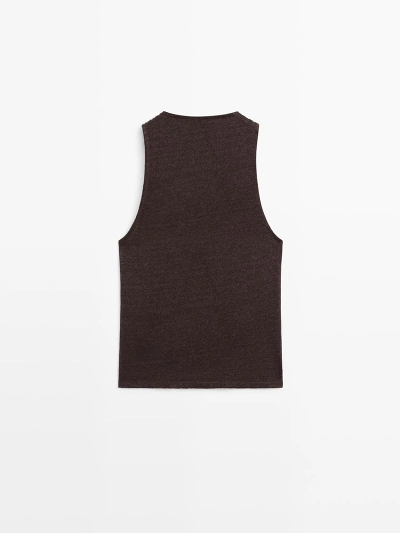 Топ из льняно-шерстяной смеси с запахом на горловине