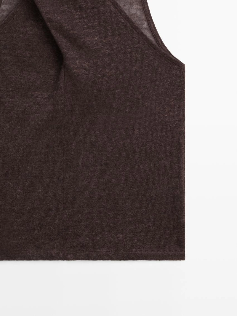 Топ из льняно-шерстяной смеси с запахом на горловине