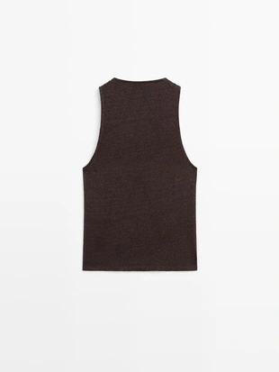 Топ из льняно-шерстяной смеси с запахом на горловине- Заказать в России