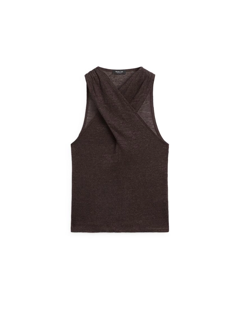 Топ из льняно-шерстяной смеси с запахом на горловине