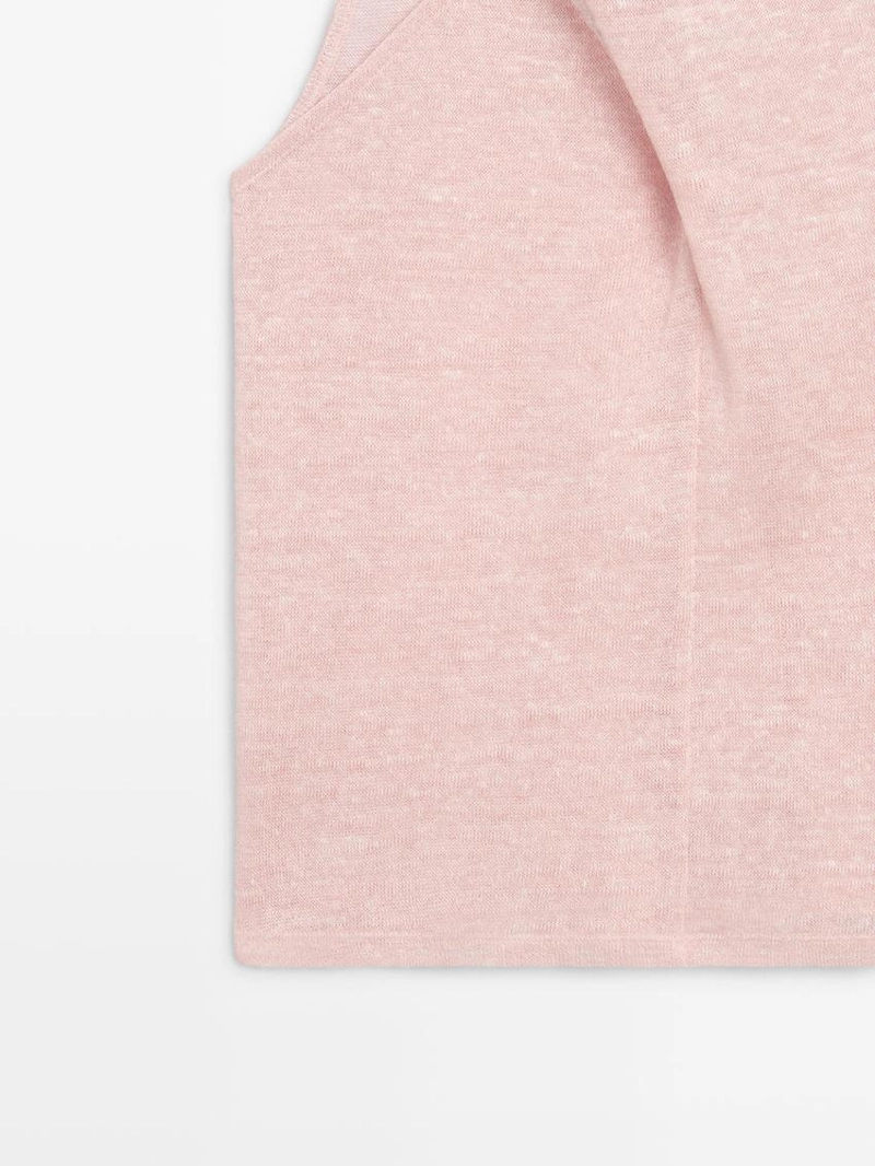 Топ из льняно-хлопковой смеси с декольте «качели»