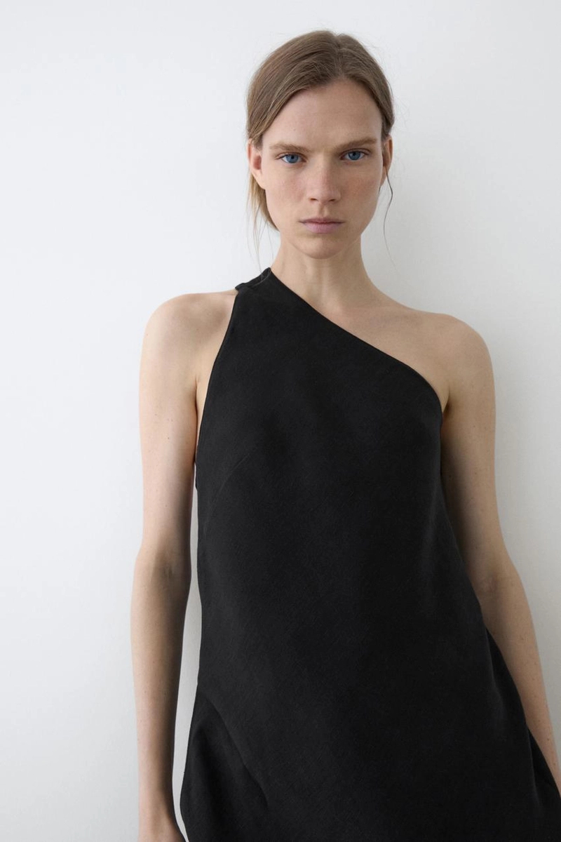 Топ из льняной смеси с асимметричной спинкой