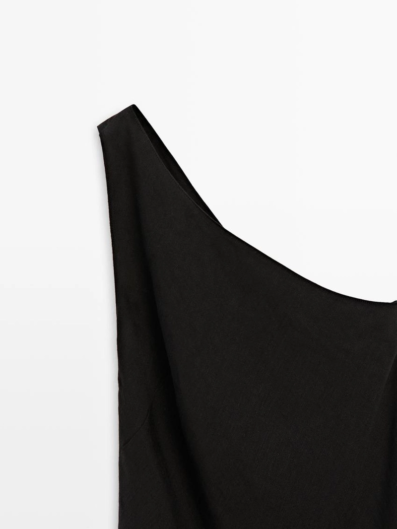 Топ из льняной смеси с асимметричной спинкой