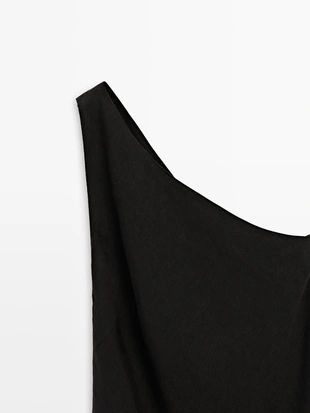 Топ из льняной смеси с асимметричной спинкой- Заказать в России