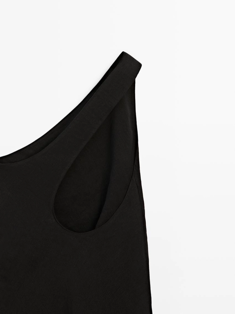 Топ из льняной смеси с асимметричной спинкой