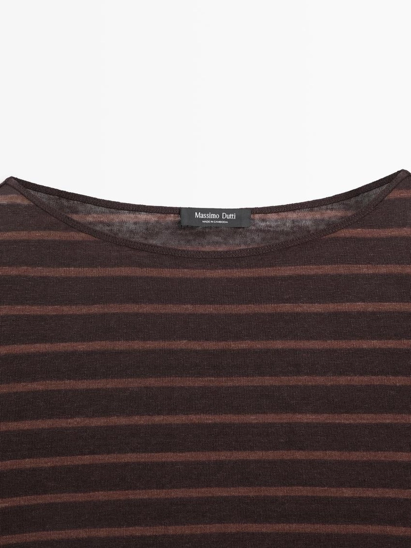 Футболка из полотна из льна в полоску