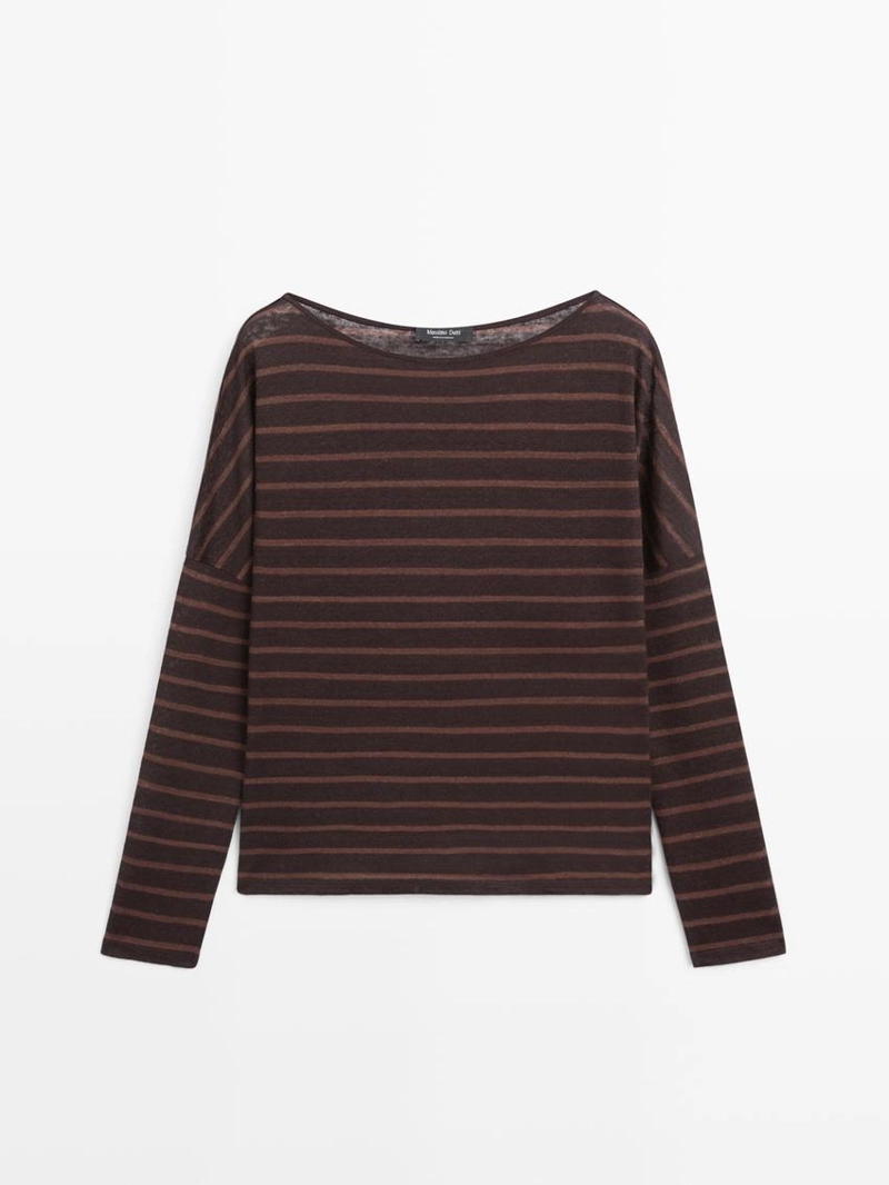 Футболка из полотна из льна в полоску