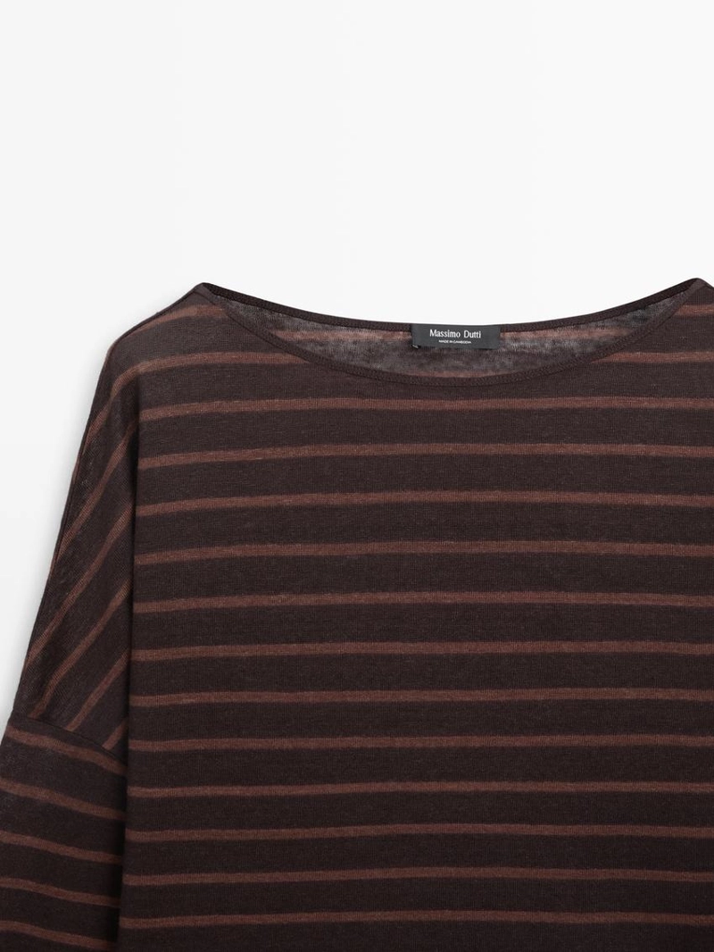 Футболка из полотна из льна в полоску