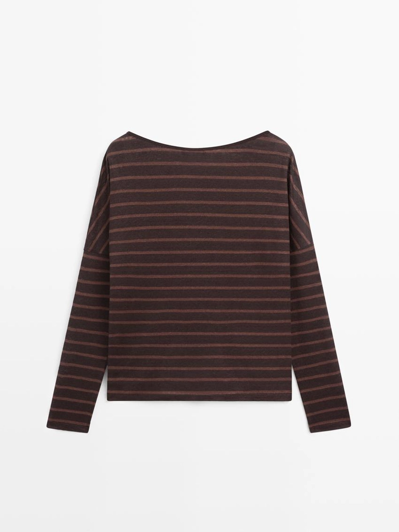 Футболка из полотна из льна в полоску