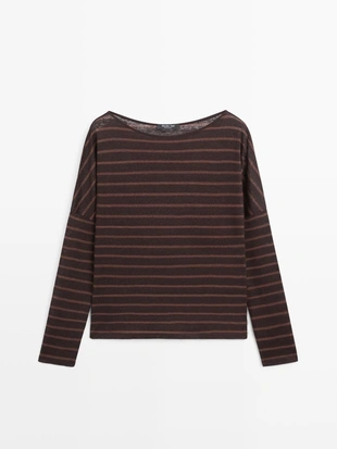 Футболка из полотна из льна в полоску- Заказать в России