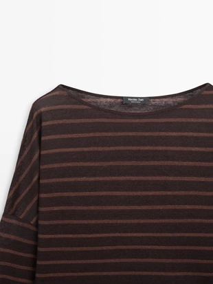 Футболка из полотна из льна в полоску- Заказать в России