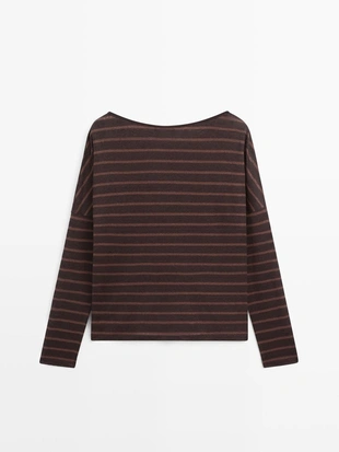 Футболка из полотна из льна в полоску- Заказать в России