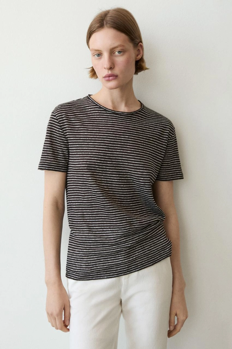 100% льняная футболка с полосками в стиле regular fit