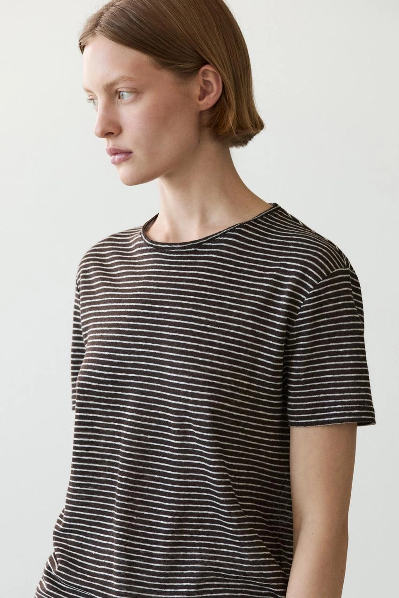 100% льняная футболка с полосками в стиле regular fit