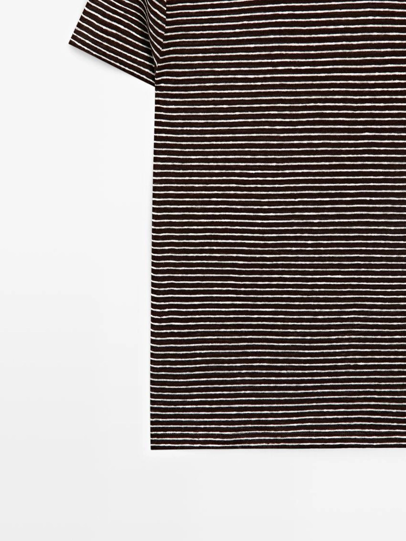 100% льняная футболка с полосками в стиле regular fit