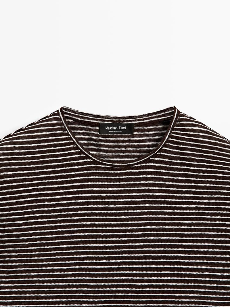 100% льняная футболка с полосками в стиле regular fit