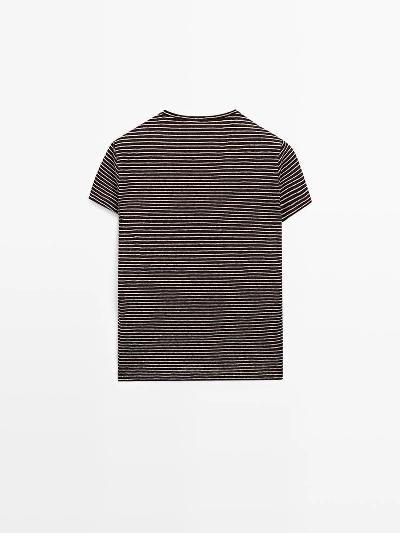 100% льняная футболка с полосками в стиле regular fit