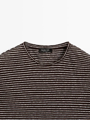 100% льняная футболка с полосками в стиле regular fit- Заказать в России