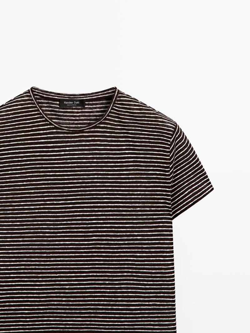 100% льняная футболка с полосками в стиле regular fit