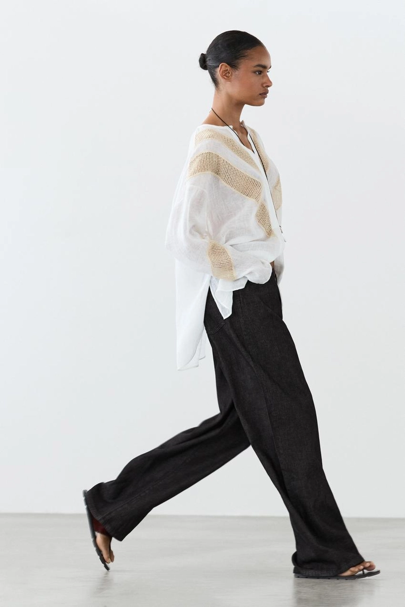 Рубашка из льняной смеси с аппликацией