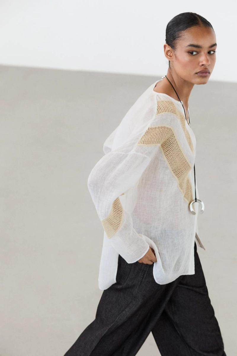 Рубашка из льняной смеси с аппликацией