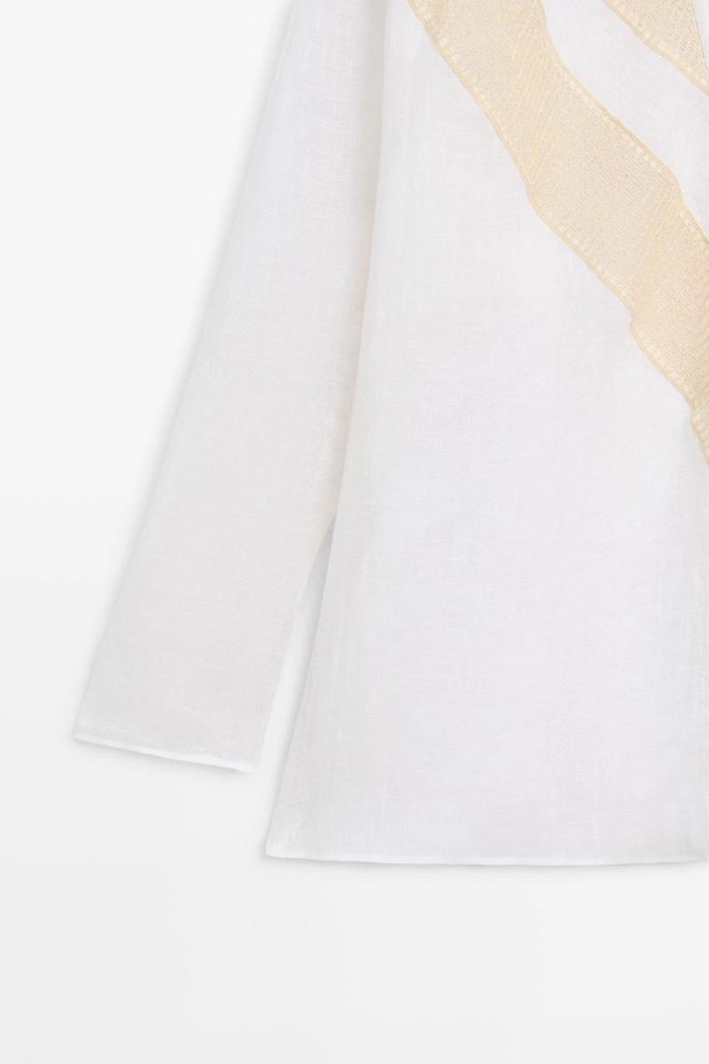 Рубашка из льняной смеси с аппликацией