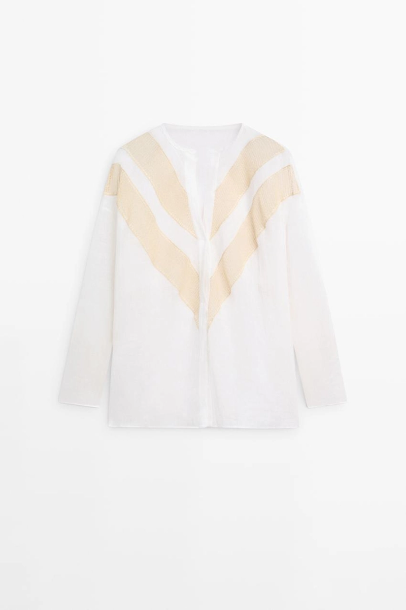 Рубашка из льняной смеси с аппликацией