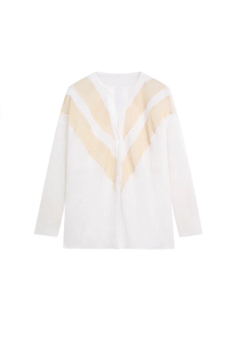 Рубашка из льняной смеси с аппликацией