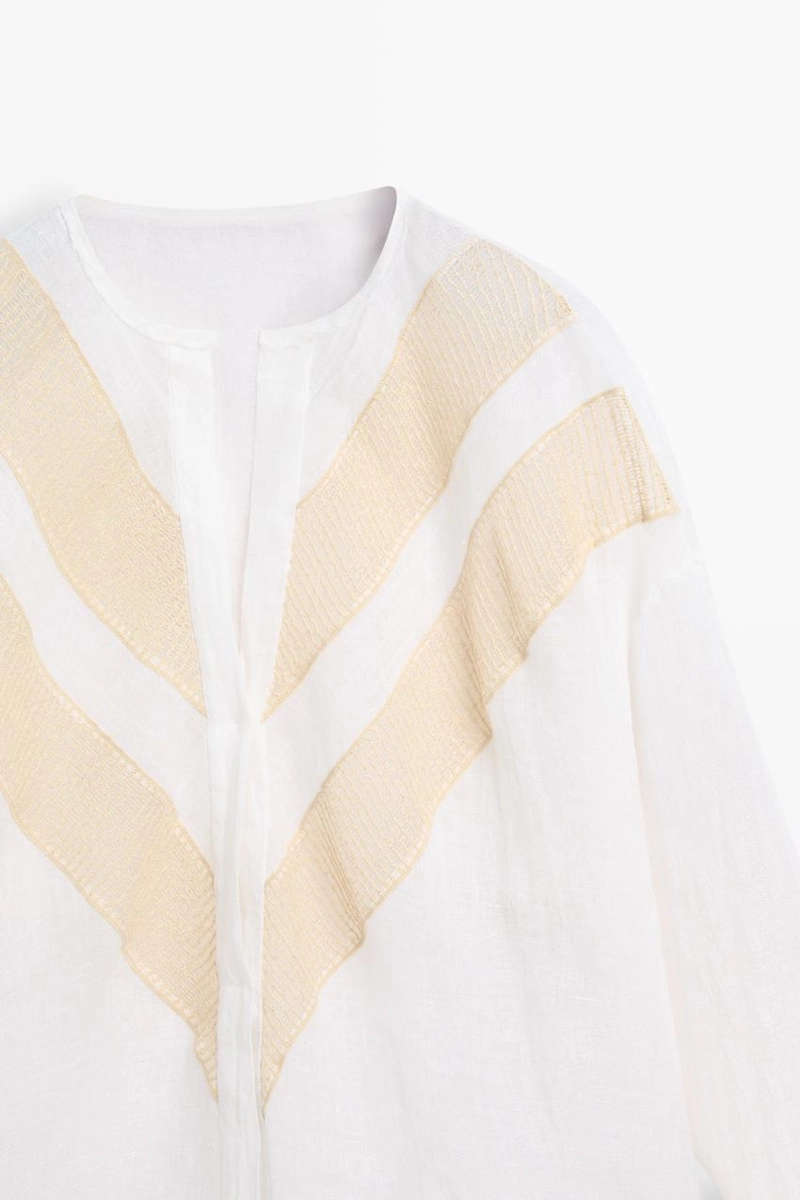 Рубашка из льняной смеси с аппликацией