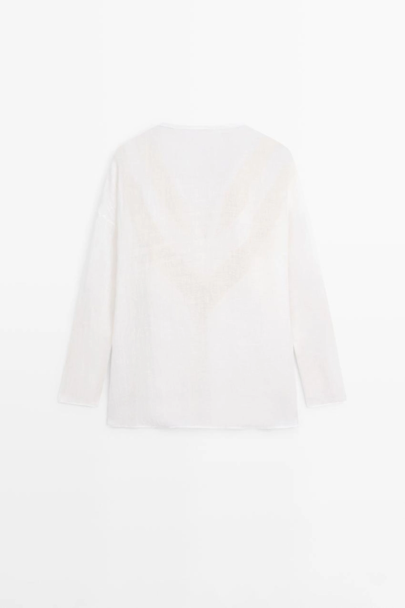 Рубашка из льняной смеси с аппликацией