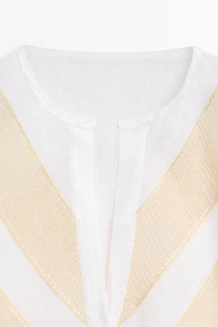 Рубашка из льняной смеси с аппликацией- Заказать в России