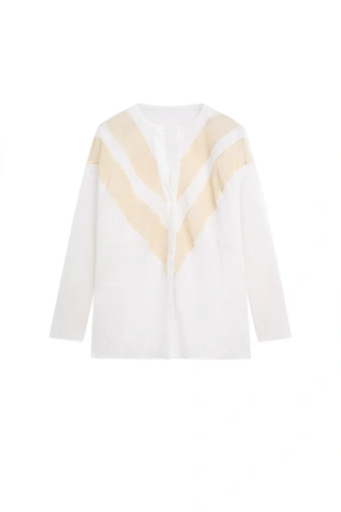 Рубашка из льняной смеси с аппликацией- Заказать в России