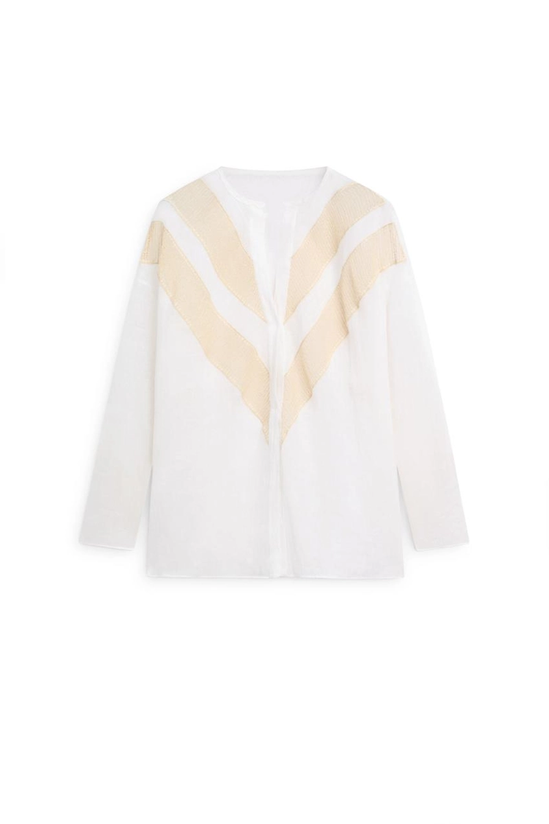 Рубашка из льняной смеси с аппликацией