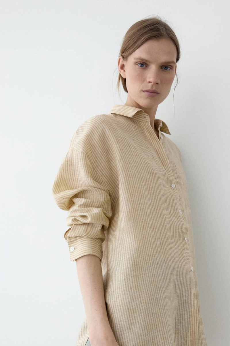 Рубашка в полоску из 100% льна