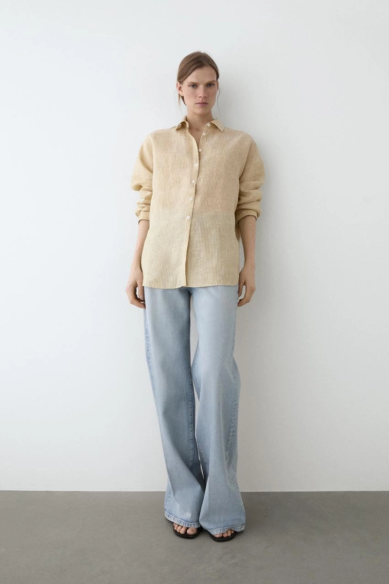 Рубашка в полоску из 100% льна