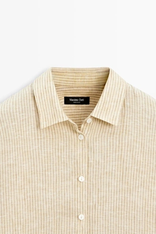 Рубашка в полоску из 100% льна- Заказать в России