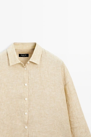 Рубашка в полоску из 100% льна- Заказать в России