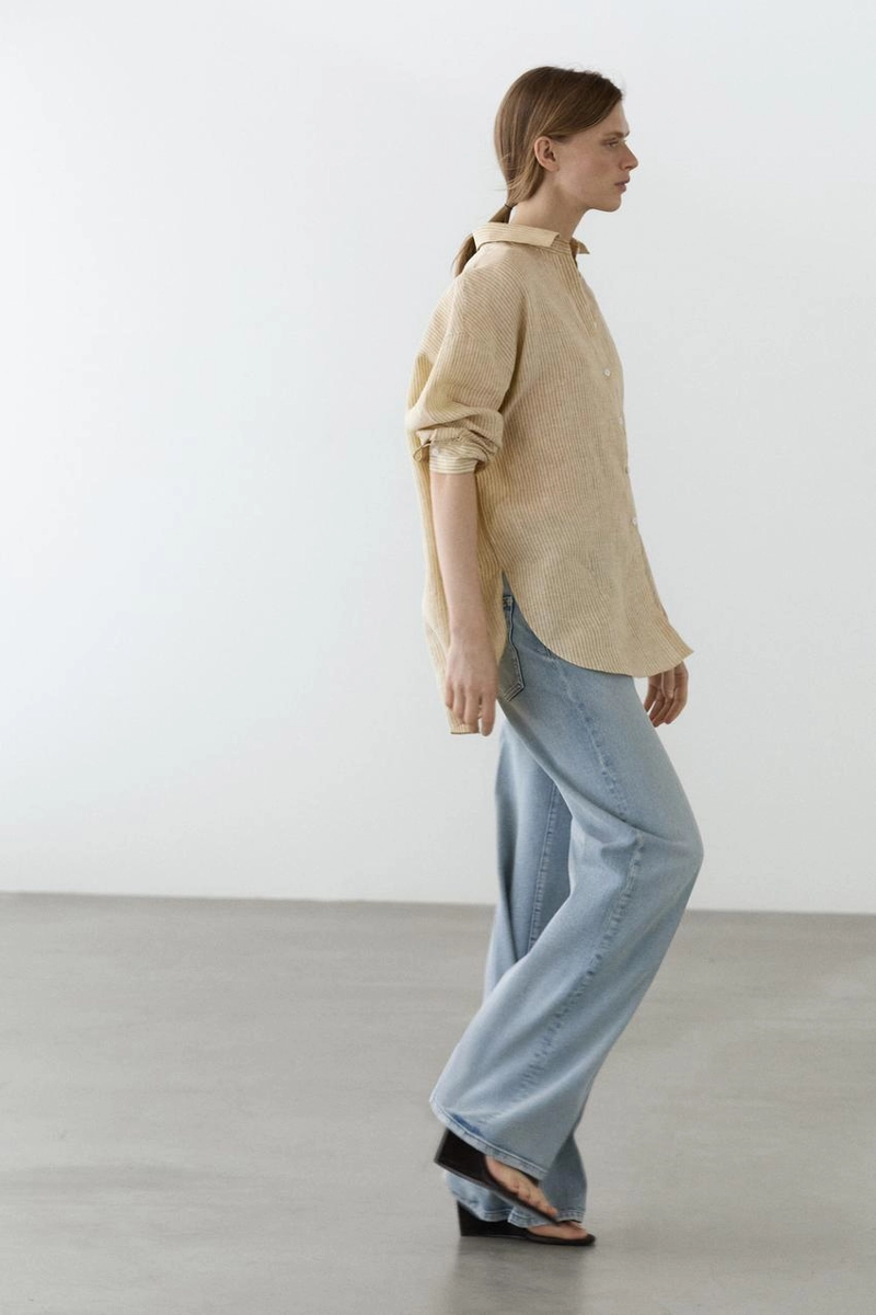 Рубашка в полоску из 100% льна