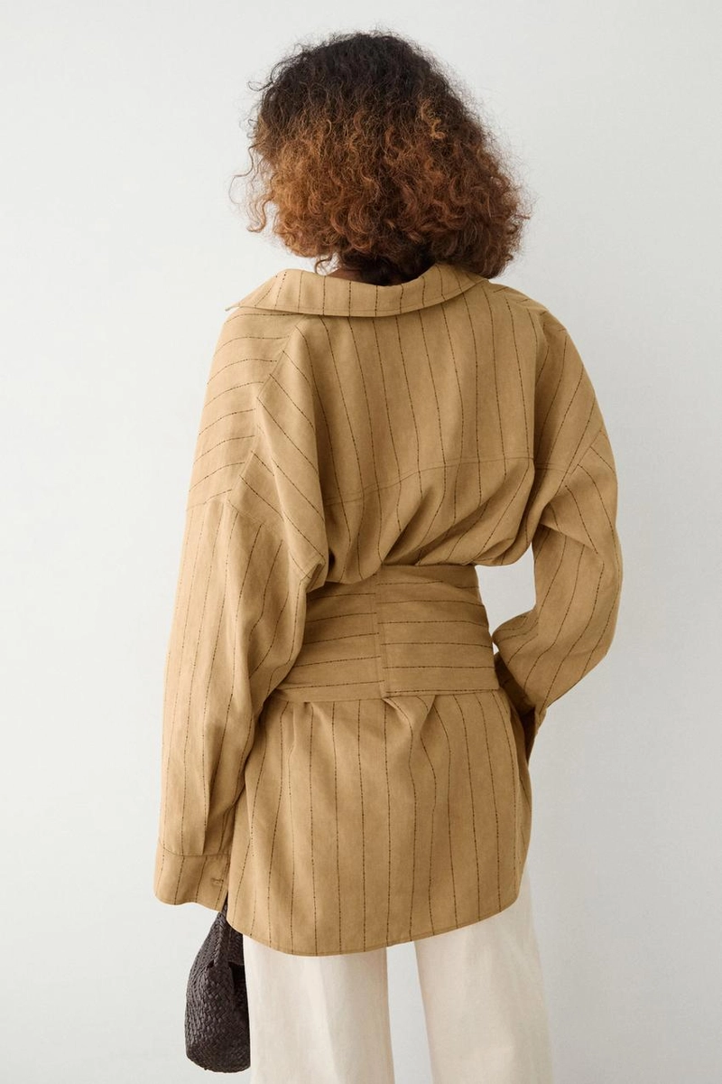 Рубашка в полоску с поясом