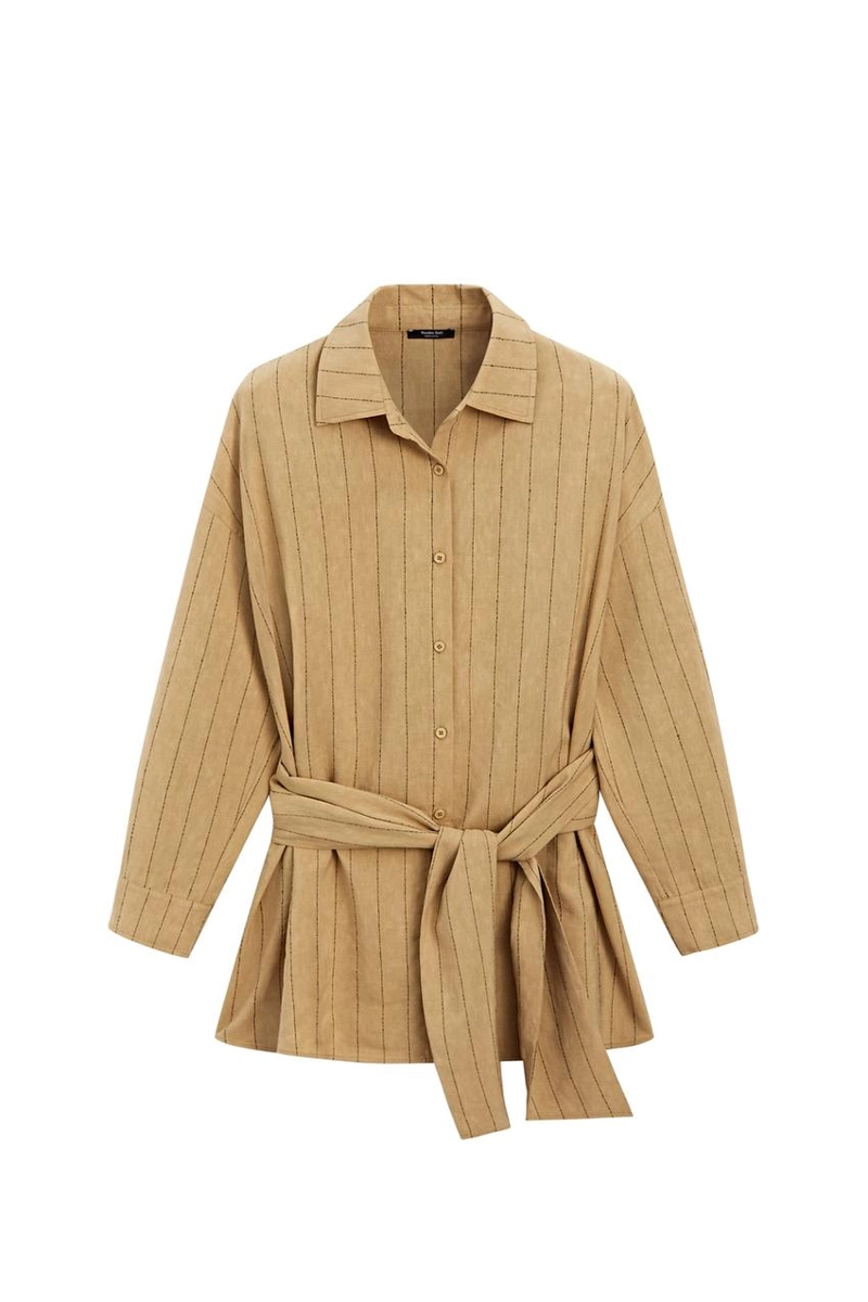 Рубашка в полоску с поясом