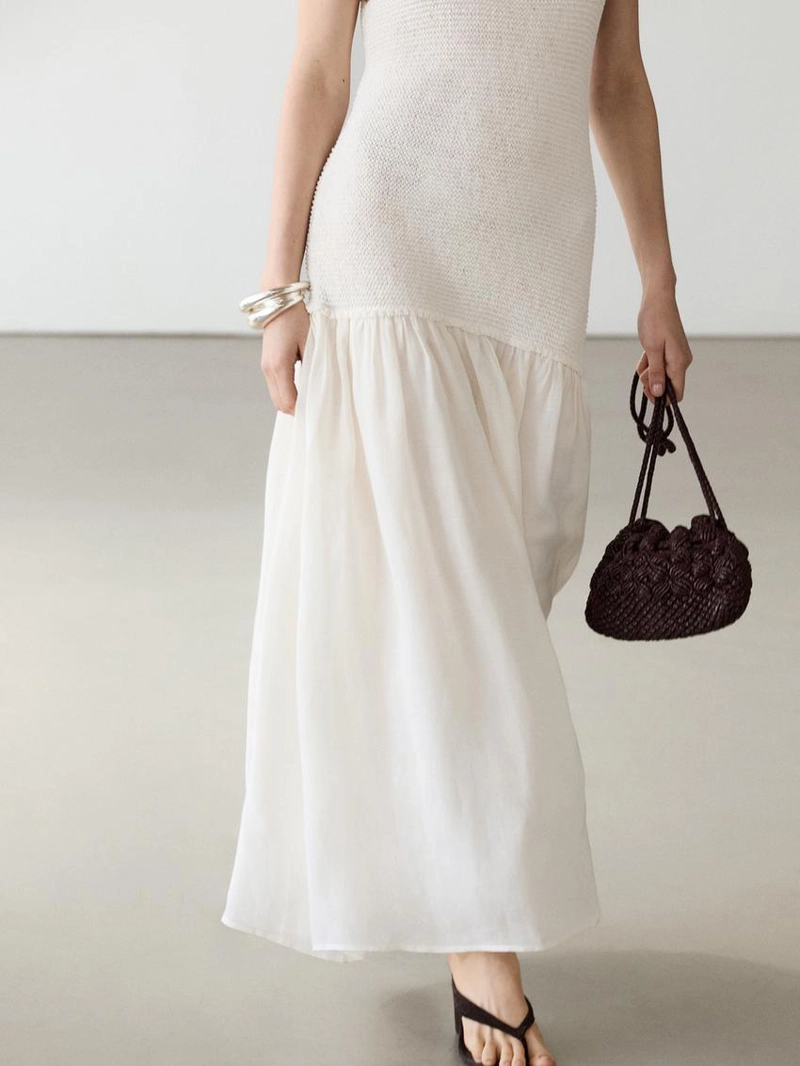 Длинное платье из микса льна