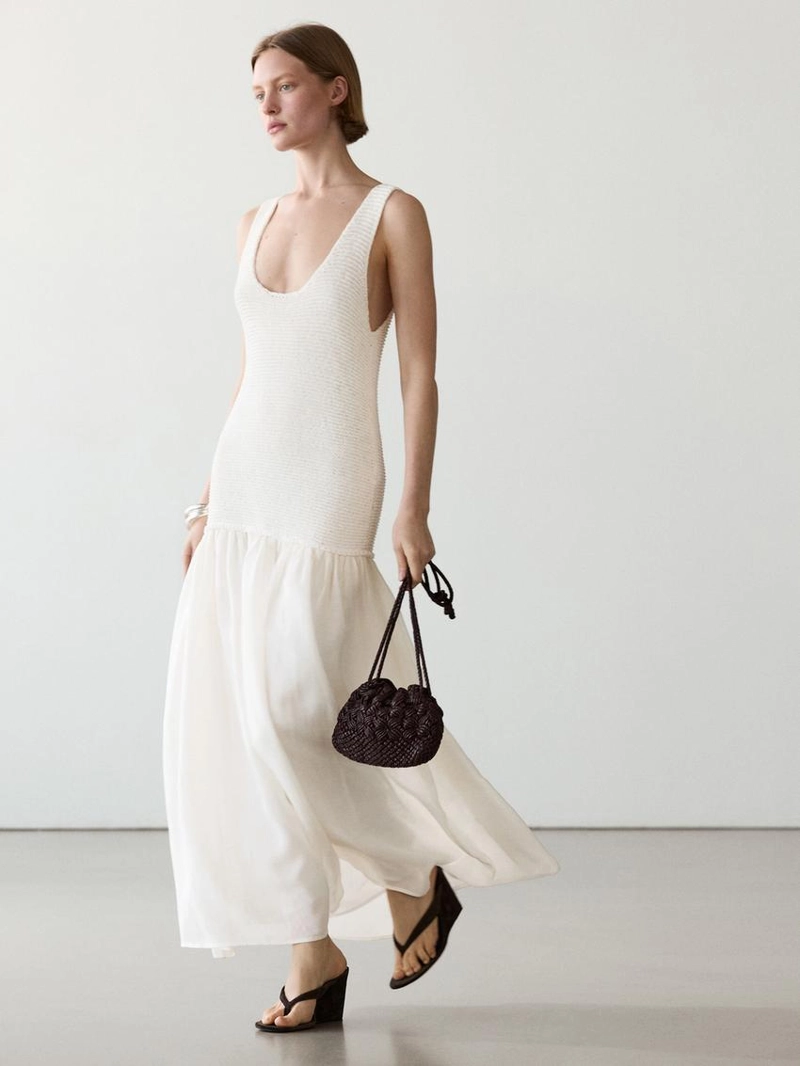 Длинное платье из микса льна