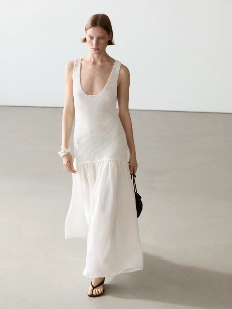 Длинное платье из микса льна